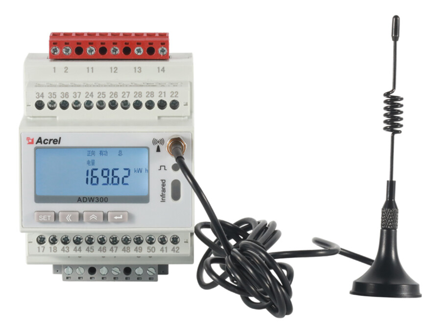 มิเตอร์วัดพลังงานไฟฟ้า Acrel ADW300 ติดตั้งในตู้ไฟ RS485 Modbus พร้อมเสาอากาศ